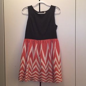 Pink and White Striped Skirted A-Line Dress